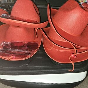 Red Cowboy Hats with Heart Sunglasses